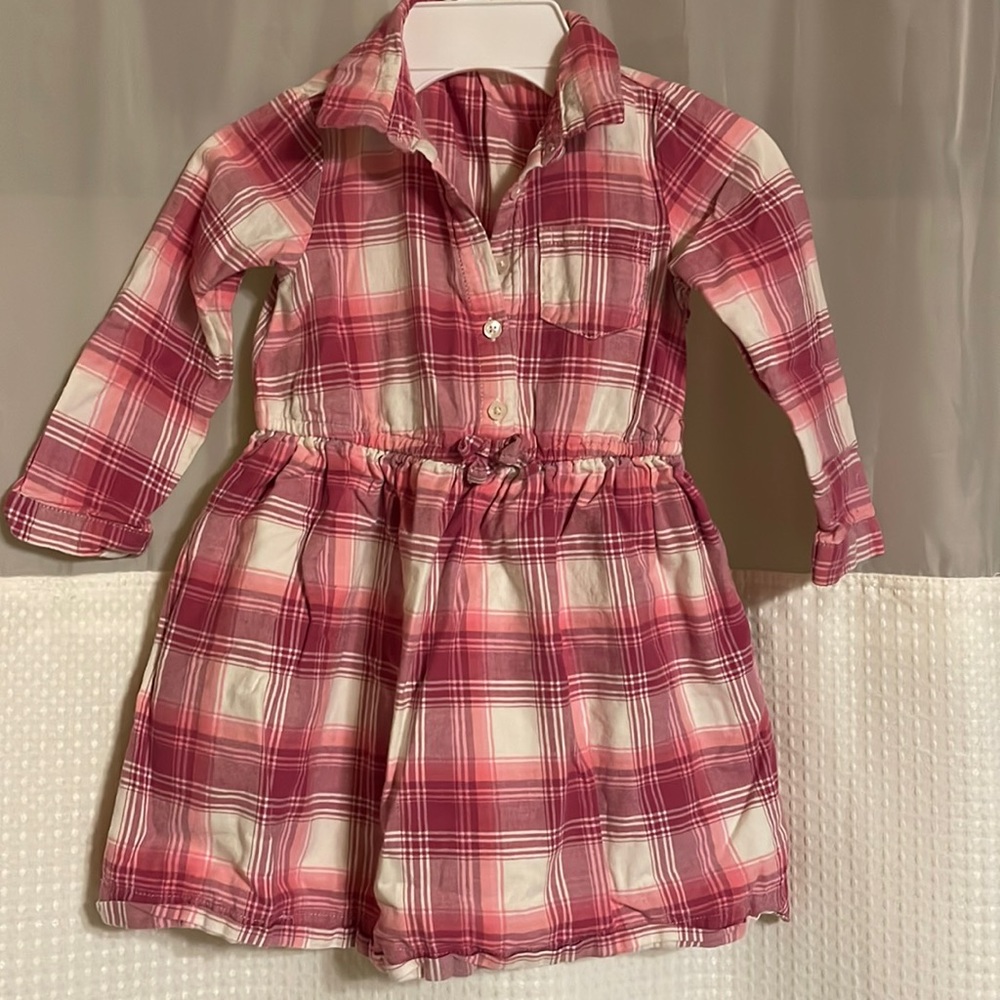 Pink and white plaid tunic top